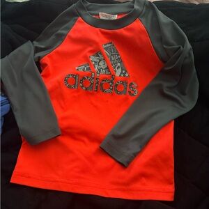 Adidas Kids' Bright Red and Charcoal Long Sleeve Tee